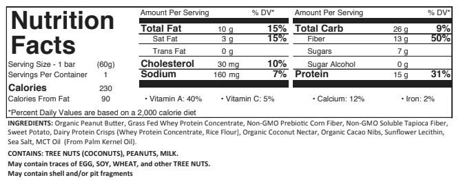 Muscle Up Protein Bar (Peanut Butter With Cacao Chips) Box of 12 - Image 3