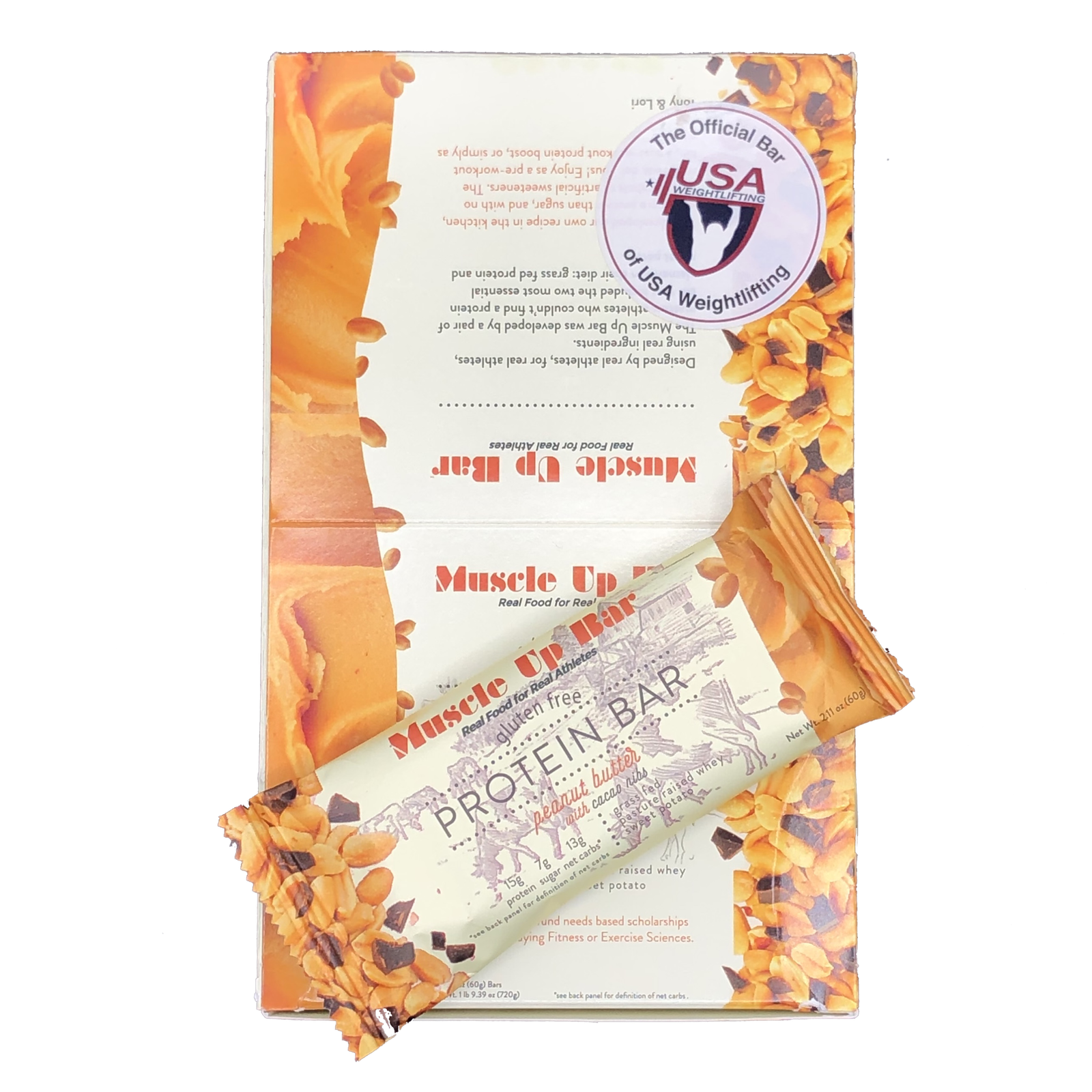 Muscle Up Protein Bar (Peanut Butter With Cacao Chips) Box of 12 - Image 4